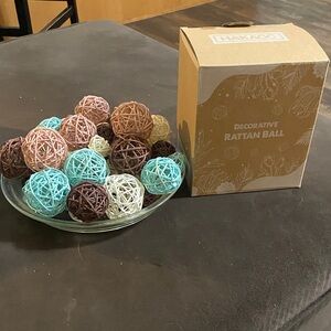 Decorative Rattan Ball Set - Brown, Cream, Blue